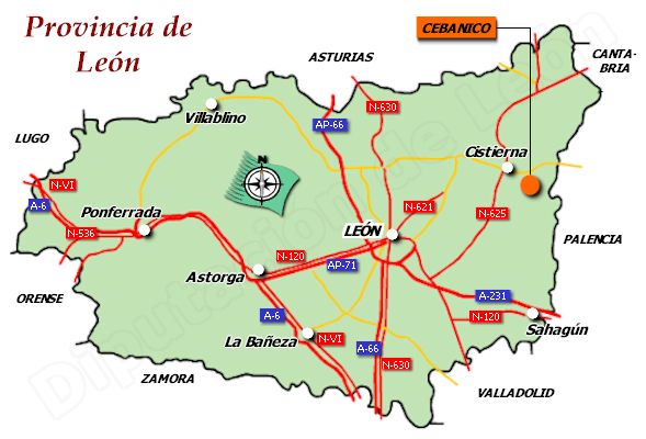Mapa de la provincia de León